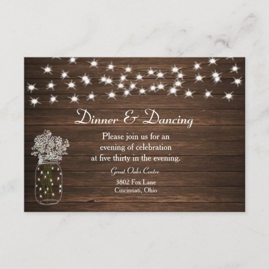 Carte D'accompagnement Réception de mariage avec jarre en grès et lumière (Devant)