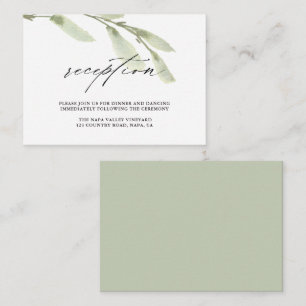 Carte D'accompagnement Réception de mariage avec l'aquarelle verte Twig