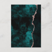 Carte D'accompagnement Réception de mariage avec marbre agate or rose et  (Dos)