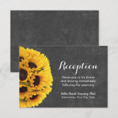 Carte D'accompagnement Réception de mariage avec tableau de tournesols ca (Devant / Derrière)