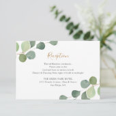 Carte D'accompagnement Réception de mariage avec verdure d'eucalyptus élé (Debout devant)