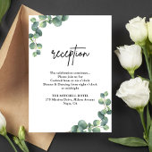 Carte D'accompagnement Réception de mariage avec verdure d'eucalyptus rus