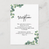 Carte D'accompagnement Réception de mariage avec verdure d'eucalyptus rus (Devant)
