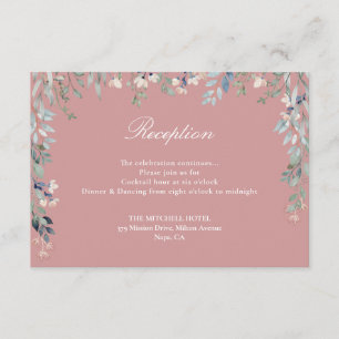 Carte D'accompagnement Réception de mariage avec verdure florale rose pou
