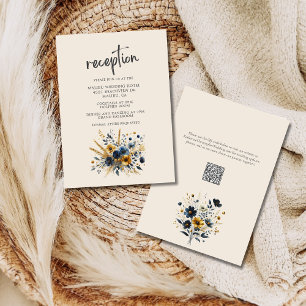 Carte D'accompagnement Réception De Mariage Beige fleur sauvage Élégante