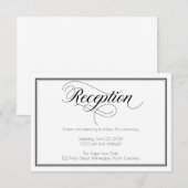 Carte D'accompagnement Réception de mariage Black & White Graceful Script (Devant / Derrière)