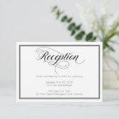Carte D'accompagnement Réception de mariage Black & White Graceful Script (Debout devant)