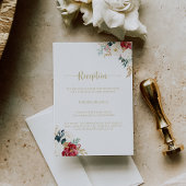 Carte D'accompagnement Réception de mariage blanc classique en or bordeau