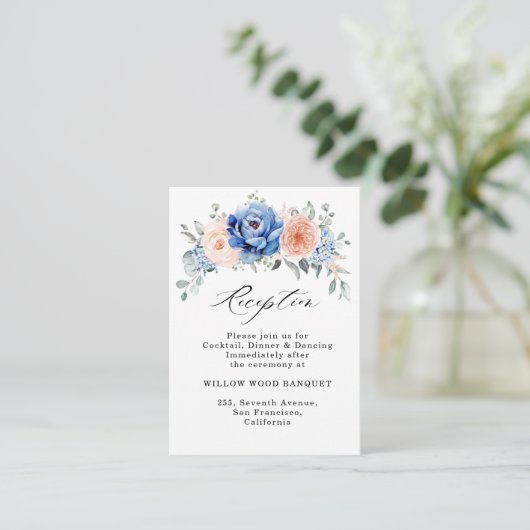 Carte D'accompagnement Réception de mariage bleu bleu ardoise Dusty rose  (Debout devant)