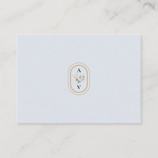 Carte D'accompagnement Réception de mariage bleu Dusty Fleur sauvage simp (Dos)