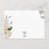 Carte D'accompagnement Réception de mariage bleu jaune et blanc floral (Dos)