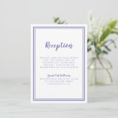 Carte D'accompagnement Réception De Mariage Bleu Simple Periwinkle (Debout devant)