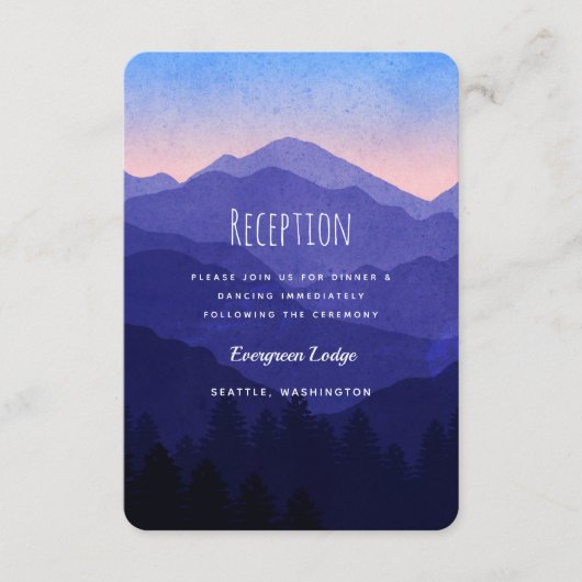 Carte D'accompagnement Réception de mariage Blue Mountains (Devant)