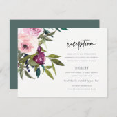 CARTE D'ACCOMPAGNEMENT RÉCEPTION DE MARIAGE BOHO BURGUNDY FLORAL BUNCH (Devant / Derrière)