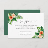 Carte D'accompagnement Réception de mariage botanique aquarelle tropicale (Devant / Derrière)