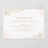 Carte D'accompagnement Réception de mariage botanique doré rose (Devant)