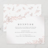 Carte D'accompagnement Réception de mariage botanique dorée rose (Devant / Derrière)