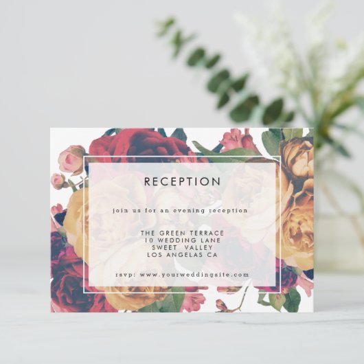 Carte D'accompagnement Réception de mariage botanique moderne (Debout devant)