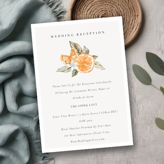 Carte D'accompagnement Réception De Mariage Botanique Orange Minimale
