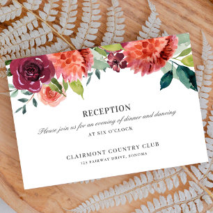 Carte D'accompagnement Réception de mariage bouquet aquarelle romantique