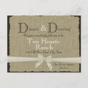 Carte D'accompagnement Réception de mariage Burlap and Bow