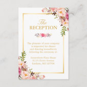 Carte D'accompagnement Réception de mariage Cadre doré floral chic élégan (Devant)