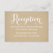 Carte D'accompagnement Réception de mariage calligraphique Kraft rustique (Devant)