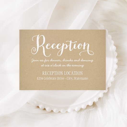 Carte D'accompagnement Réception de mariage calligraphique Kraft rustique