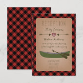 Carte D'accompagnement Réception de mariage Canoë à carreaux de bûcheron (Devant / Derrière)