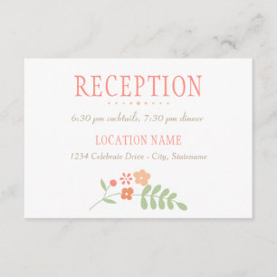 Carte D'accompagnement Réception de mariage charmant corail rose vert