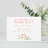 Carte D'accompagnement Réception de mariage charmant corail rose vert (Debout devant)