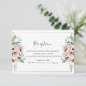 Carte D'accompagnement Réception De Mariage Chic Blush Dusty Rose Floral (Debout devant)