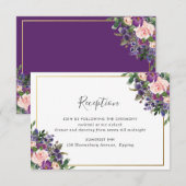 Carte D'accompagnement Réception De Mariage Chic Blush Plum Purple Floral (Devant / Derrière)
