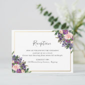 Carte D'accompagnement Réception De Mariage Chic Blush Plum Purple Floral (Debout devant)