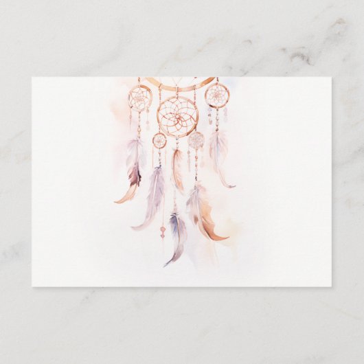 Carte D'accompagnement Réception de mariage Chic Boho Feather Dreamcatche (Dos)