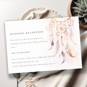 Carte D'accompagnement Réception de mariage Chic Boho Feather Dreamcatche