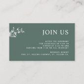Carte D'accompagnement Réception de mariage chic et moderne verte, rejoig (Devant)