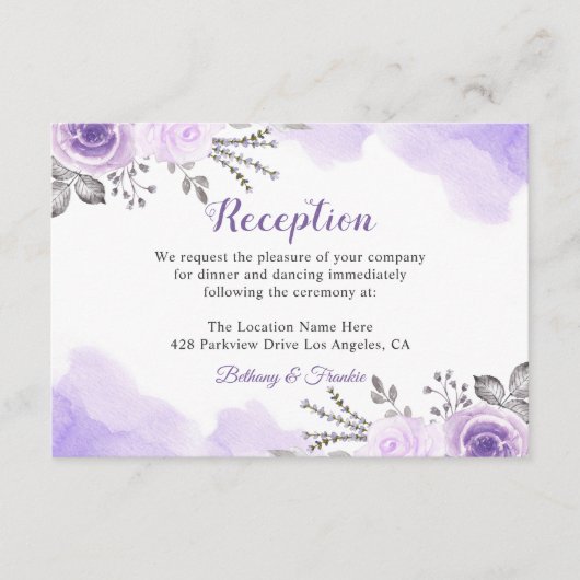 Carte D'accompagnement Réception de mariage chic et tendance aux fleurs p (Devant)