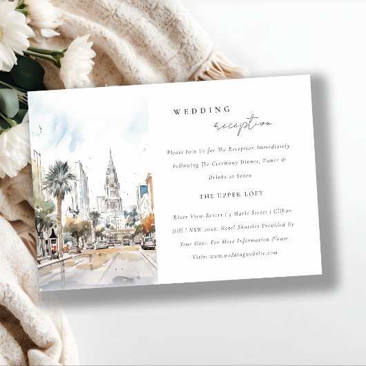 Carte D'accompagnement Réception de mariage chic Orlando Florida Skyline