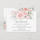 Carte D'accompagnement Réception de mariage chic rose floral rose (Devant / Derrière)