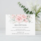Carte D'accompagnement Réception de mariage chic rose floral rose (Debout devant)