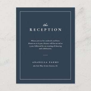 Carte D'accompagnement Réception de mariage classique élégant bleu marine