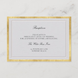 Carte D'accompagnement Réception de mariage classique élégante en or et i