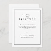 Carte D'accompagnement Réception de mariage classique noir et blanc (Devant / Derrière)