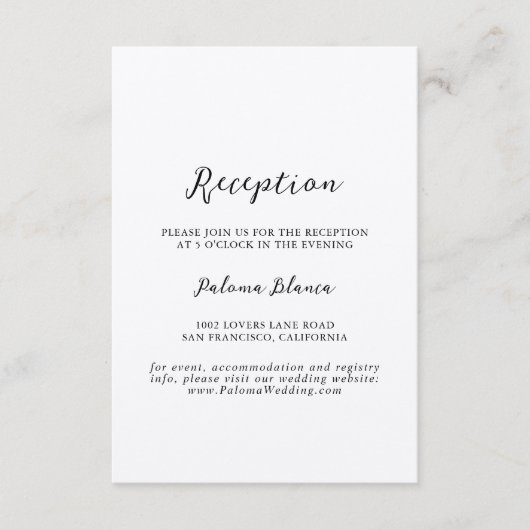 Carte D'accompagnement Réception De Mariage Classique Simple Kraft (Devant)