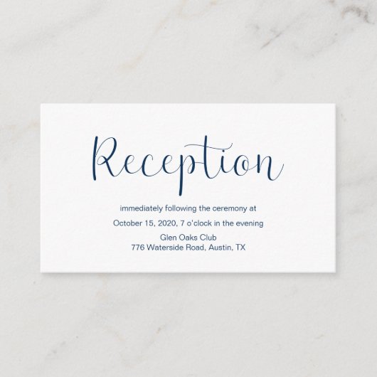 Carte D'accompagnement Réception de mariage, Conception minimale, Police  (Devant)