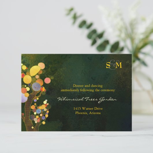 Carte D'accompagnement Réception De Mariage D'Arbre Rustique (Debout devant)