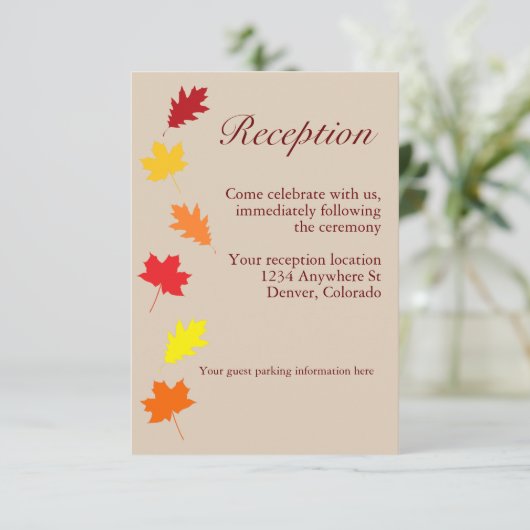 Carte D'accompagnement Réception de mariage de automne (Debout devant)