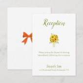 Carte D'accompagnement Réception De Mariage De Charme De Tournesol (Devant / Derrière)