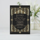 Carte D'accompagnement Réception de mariage de luxe Gold Black Great Gats (Debout devant)